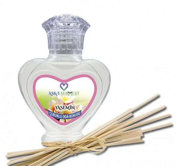 Aşk-ı Sermest Toptan Hindistan Cevizi Aromalı Bambu Çubuklu Oda Kokusu Reed Diffuser Ortam Kokusu Parfüm, Kalp Şişe, 60 mL, 10 Adet ürün görseli 1