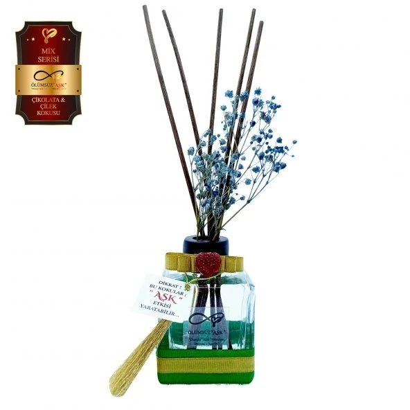 Aşk-ı Sermest Toptan Ölümsüz Aşk Mix Serisi Çikolata & Çilek Kokulu 3 x 120 ml küp Şişe Bambu Çubuklu Ortam Kokusu Reed Diffuser Oda Kokusu ürün görseli 1