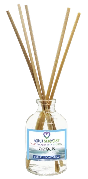Aşk-ı Sermest Toptan Okyanus Aromalı Bambu Çubuklu Oda Kokusu Reed Diffuser Ortam Kokusu Parfüm, Oval Şişe, 50 mL, 10 Adet ürün görseli 1