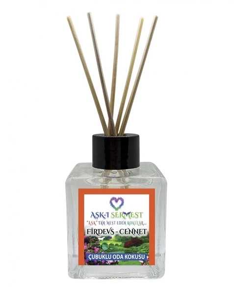 Aşk-ı Sermest Toptan Firdevs Cennet Çiçek Aromalı Bambu Çubuk Oda Kokusu Parfüm,  Küp Şişe,  200 mL, 10 Ad ürün görseli 1