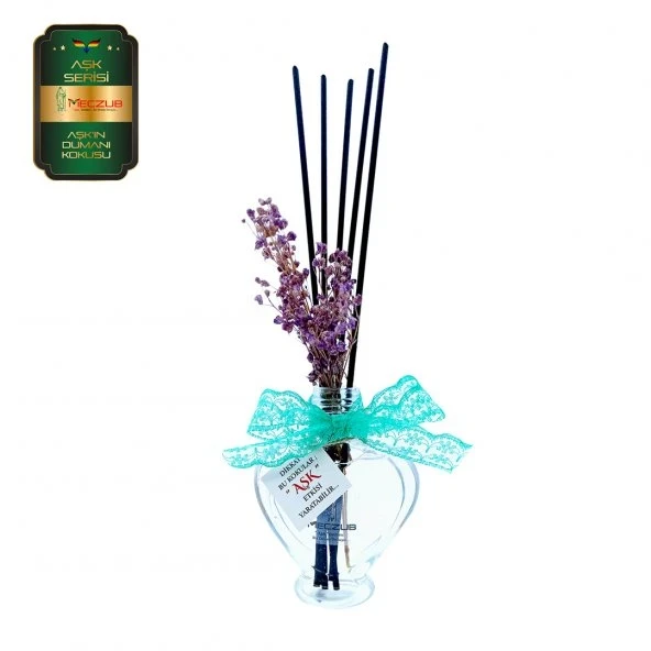 Aşk-ı Sermest Toptan Meczub Aşk Serisi Aşkın Dumanı Kokulu 5 x 60 ml Kalp Şişe Bambu Çubuklu Ortam Kokusu Reed Diffuser Oda Kokusu ürün görseli 1