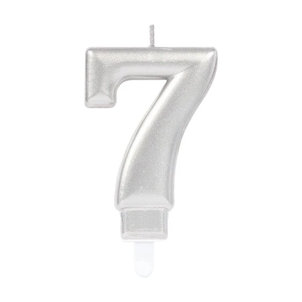 7 Rakam Mum Gümüş Renk ürün görseli 1