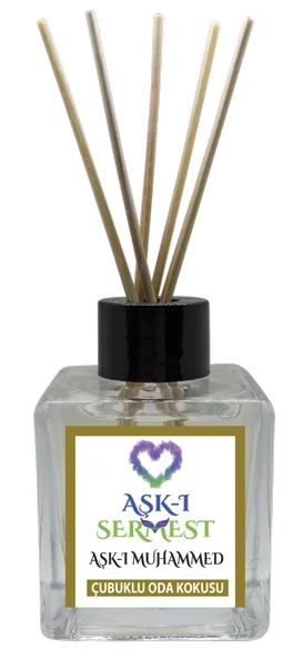 Aşk-ı Sermest Toptan Aşk-ı Muhammed Çiçek Aromalı Bambu Çubuklu Oda Kokusu Reed Diffuser Ortam Kokusu Parfüm, Küp Şişe, 120 mL, 5 Adet ürün görseli 1