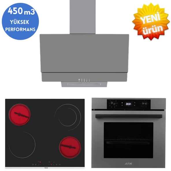 AFM tech ve Ferre Marka/ WAE Vitro. Elektirikli Antrasit-Gri Ankastre Set (MS263 + FM3407+ FM7710) ürün görseli 1