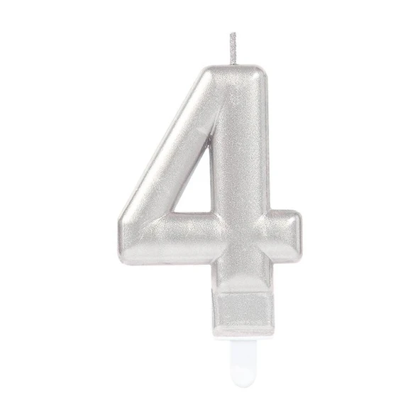 4 Rakam Mum Gümüş Renk ürün görseli 1