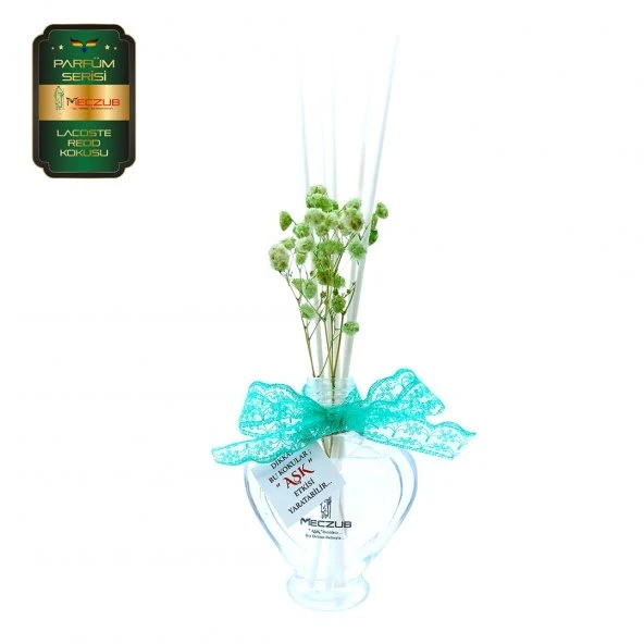 Aşk-ı Sermest Toptan Meczub Parfüm Serisi Lacostee Redd Kokulu 5 x 60 ml Kalp Şişe Bambu Çubuklu Ortam Kokusu Reed Diffuser Oda Kokusu ürün görseli 1