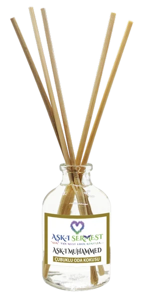 Aşk-ı Sermest Toptan Aşk-ı Muhammed Çiçek Aromalı Bambu Çubuklu Oda Kokusu Reed Diffuser Ortam Kokusu Parfüm, Oval Şişe, 50 mL, 10 Ad ürün görseli 1