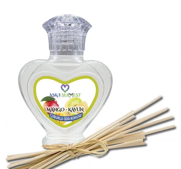Aşk-ı Sermest Toptan Vanilya&Amber Aromalı Bambu Çubuklu Oda Kokusu Reed Diffuser Ortam Kokusu Parfüm, Kalp Şişe, 60 mL, 5 Adet ürün görseli 1