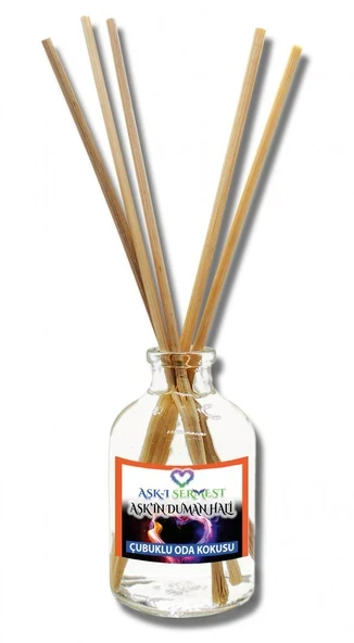 Aşk-ı Sermest Toptan Aşkın Duman Hali Çiçek Aromalı Bambu Çubuk Oda Kokusu Parfüm, Oval Şişe, 100ml, 10 Ad ürün görseli 1