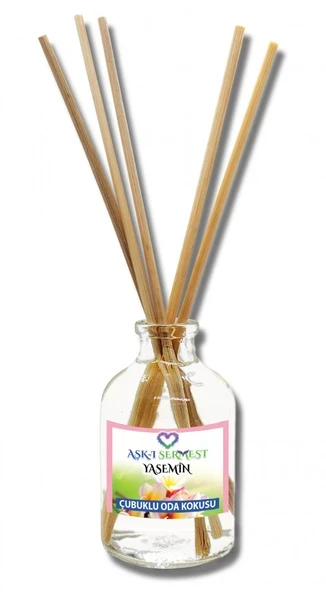 Aşk-ı Sermest Toptan Yasemin Aromalı Bambu Çubuklu Oda Kokusu Reed Diffuser Ortam Kokusu Parfüm, Oval Şişe, 50 mL , 10 Adet ürün görseli 1