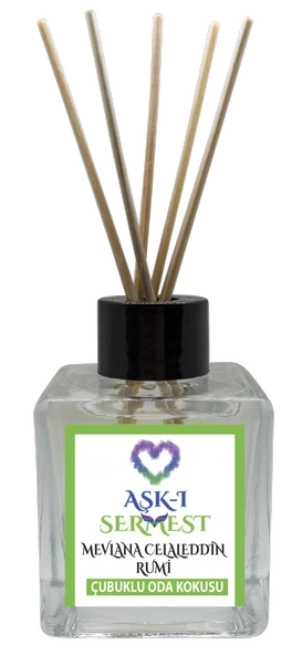Aşk-ı Sermest Toptan Mevlana Celaleddin Rumi Çiçek Aromalı Bambu Çubuk Oda Koku Parfüm,Küp Şişe,120ml,10Ad ürün görseli 1