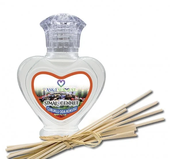 Aşk-ı Sermest Toptan Şimal Cennet Çiçek Aromalı Bambu Çubuklu Oda Kokusu Reed Diffuser Ortam Kokusu Parfüm, Kalp Şişe, 60 mL, 5 Adet ürün görseli 1