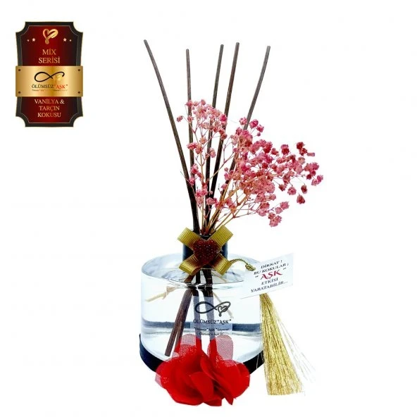 Aşk-ı Sermest Toptan Ölümsüz Aşk Mix Serisi Vanilya & Tarçın Kokulu 5 x 200 ml Silindir Şişe Bambu Çubuklu Ortam Kokusu Reed Diffuser Oda Kokusu ürün görseli 1