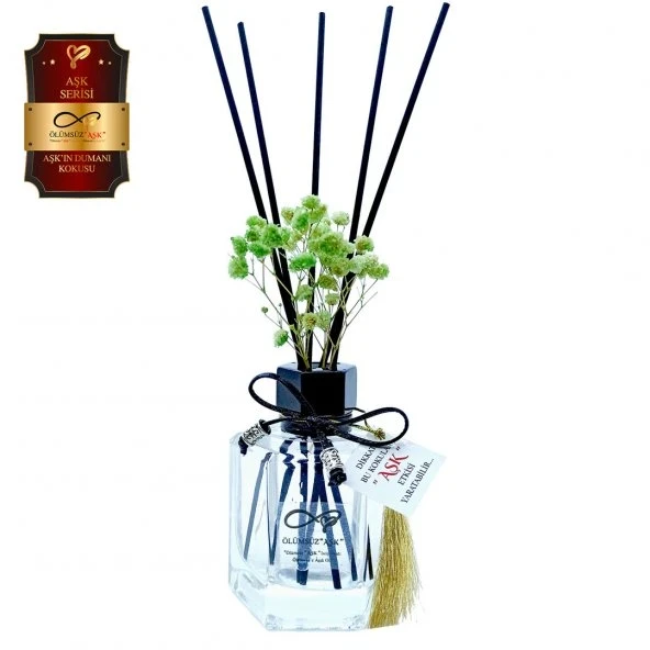 Aşk-ı Sermest Toptan Ölümsüz Aşk Aşk Serisi Aşk'ın Dumanı Kokulu 5 x 120 ml Köşeli Şişe Bambu Çubuklu Ortam Kokusu Reed Diffuser Oda Kokusu ürün görseli 1