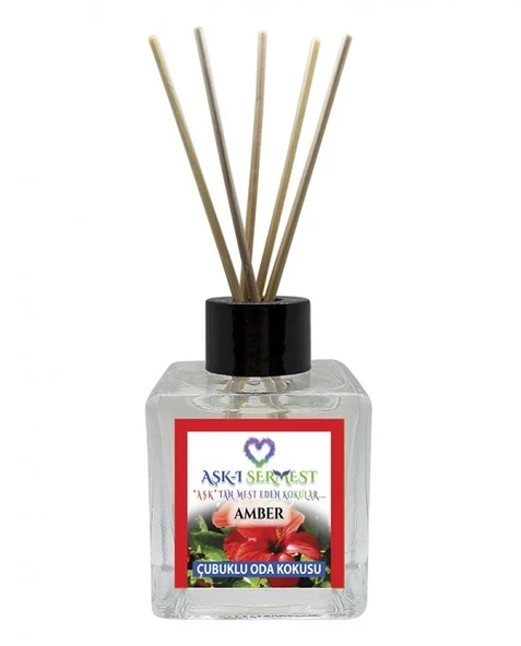 Aşk-ı Sermest Toptan Çilekli Sakız Aromalı Bambu Çubuklu Oda Kokusu Reed Diffuser Ortam Kokusu Parfüm,  Küp Şişe, 60 mL, 5 Adet ürün görseli 1