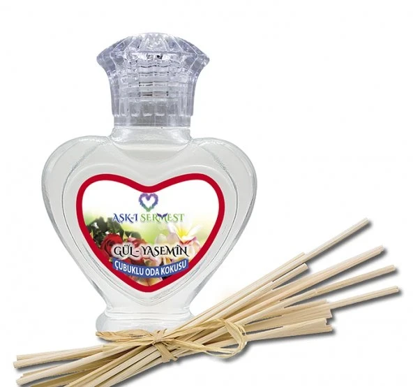 Aşk-ı Sermest Toptan Freesia&Magnolia Aromalı Bambu Çubuklu Oda Kokusu Reed Diffuser Ortam Kokusu Parfüm, Kalp Şişe, 60 mL, 5 Adet ürün görseli 1