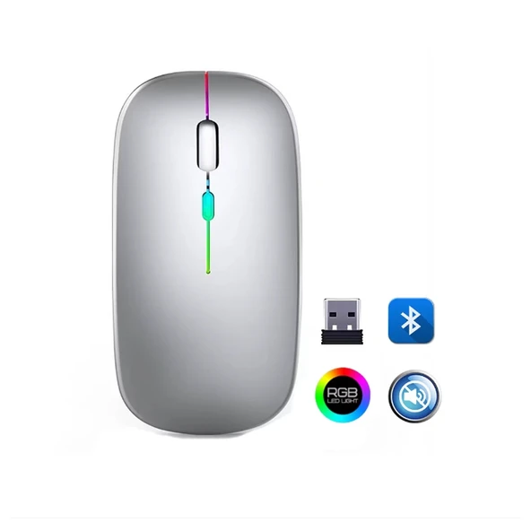 ZR215 Cba100 Rgb Gümüş Şarjlı Mouse ürün görseli 1