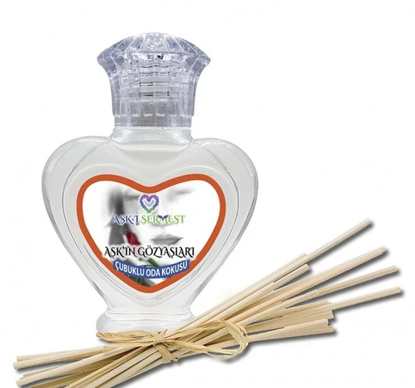 Aşk-ı Sermest Toptan Aşk'ın Gözyaşları Çiçek Aromalı Bambu Çubuk Oda Kokusu Parfüm, Kalp Şişe, 60 mL, 5 Ad ürün görseli 1