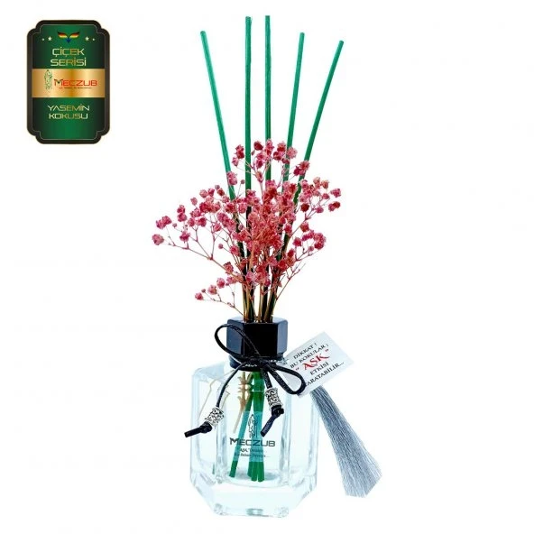 Aşk-ı Sermest Toptan Meczub Çiçek Serisi Yasemin Kokulu 120 ml Köşeli Şişe Bambu Çubuklu Ortam Kokusu Reed Diffuser Oda Kokusu ürün görseli 1