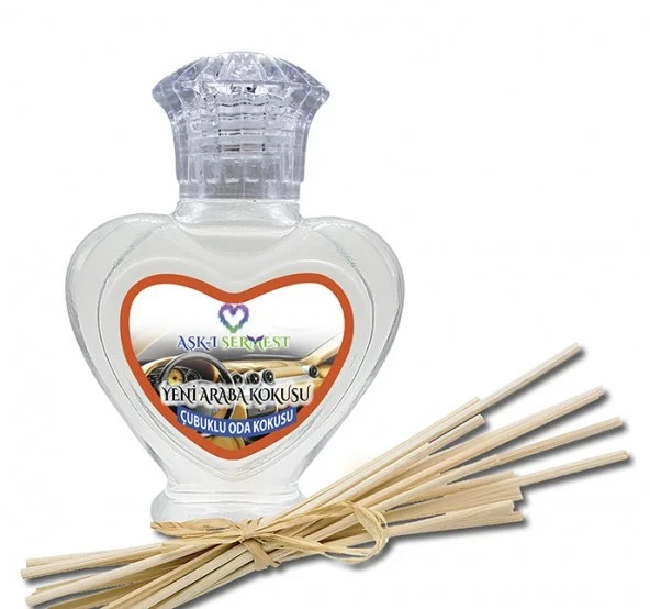 Aşk-ı Sermest Toptan Yeni Araba Kokusu Çiçek Aromalı Bambu Çubuk Oda Kokusu Parfüm, Kalp Şişe, 60 mL, 10 Ad ürün görseli 1