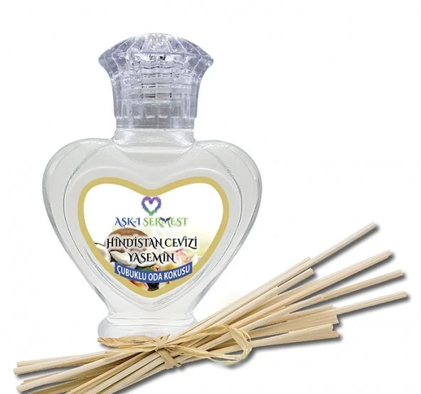 Aşk-ı Sermest Toptan Yasemin Aromalı Bambu Çubuklu Oda Kokusu Reed Diffuser Ortam Kokusu Parfüm, Kalp Şişe, 60 mL, 5 Adet ürün görseli 1