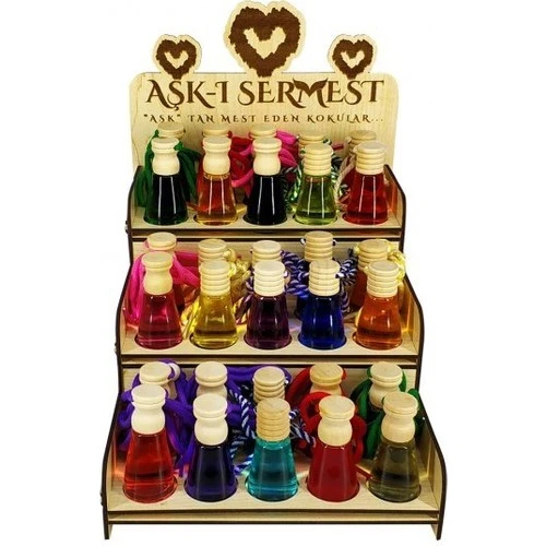 Koku Hanem Toptan Aşk-I Sermest Beyaz Ahşap Standlı 60 Adet 12 ml Lavanta Araç Parfümü Oto Araba Kokusu ürün görseli 1