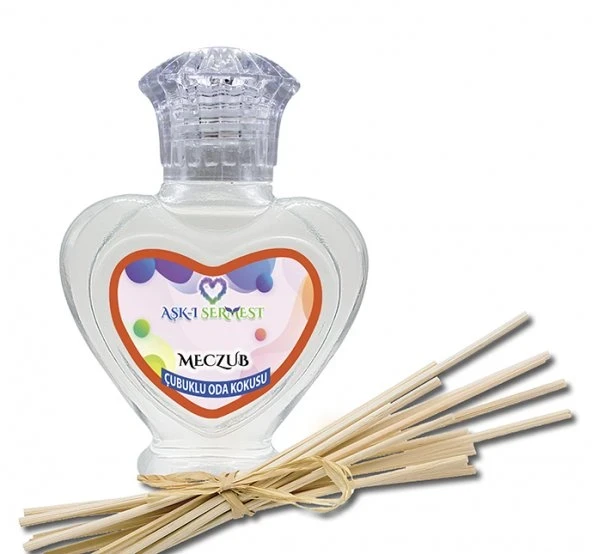 Aşk-ı Sermest Toptan Meczub Çiçek Aromalı Bambu Çubuklu Oda Kokusu Reed Diffuser Ortam Kokusu Parfüm, Kalp Şişe, 60 mL, 5 Adet ürün görseli 1