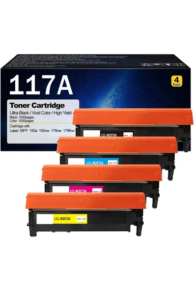 HP 117A TONER W2070A W2071A W2073A W2072A Toner Color Laser MFP 150a 150nw 178nw 179fnw 4RENK ürün görseli 1