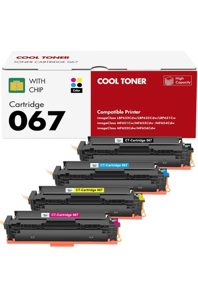 HP CRG067 LBP632Cdw MF654Cdw MF653Cdw LBP633Cdw Printer 4 Pack (Black Cyan Yellow Magenta) ürün görseli 1