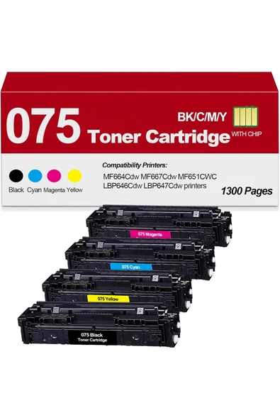 Canon CRG 075 ÇİPLİ MUADİL MF664Cdw MF667Cdw MF651CWC LBP646Cdw LBP647CdwBlack/Cyan/Magenta/Yellow ürün görseli 1