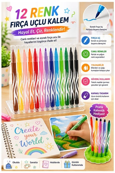 Keçeli Kalem 12 Renk 1 Paket Maped 12 li Keçeli Kalem Canlı Renkler Standlı İnnovation Jungle Color Peps Yıkanabilir ürün görseli 1