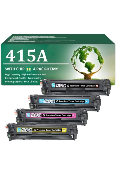HP CF415A W2030A W2031A W2033A W2032A Toner Laserjet Pro M454dn M454dw M454nw MFP M479dw 4 Pack(KCMY) ürün görseli 1