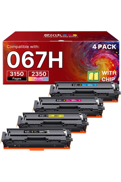 Canon CRG067H imageCLASS MF656Cdw MF654Cdw LBP632Cdw MF653Cdw Printer (BCMY, 4 Pack) ürün görseli 1