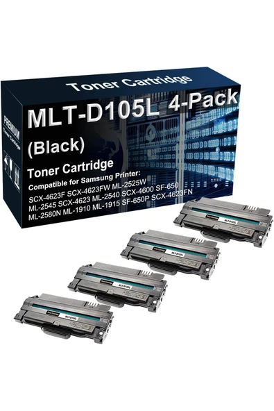 Samsung MLT-D105L Toner Cartridge 4 ADET SCX-4623F SCX-4623FW ML-2525 ML-2525W Printer (Black) ürün görseli 1