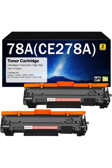HP CE278A TONER Cartridge for LaserJet 1536dnf P1606dn 1606dn M1536dnf P1606 1606dn P1536 2 Black ürün görseli 1