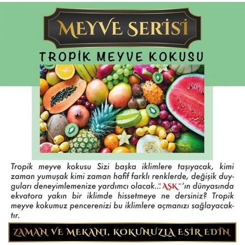 Koku Hanem Toptan Meczub Meyve Serisi Tropik Meyve 10 Adet 12 ml Elma Şişe Oto Kokusu Araç Araba Parfümü ürün görseli 1