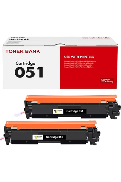 Canon Toner Cartridge 051 MF264dw MF269dw MF267dw LBP162dw MF266dn MF263dn LBP161dn Printer 2-Pack ürün görseli 1