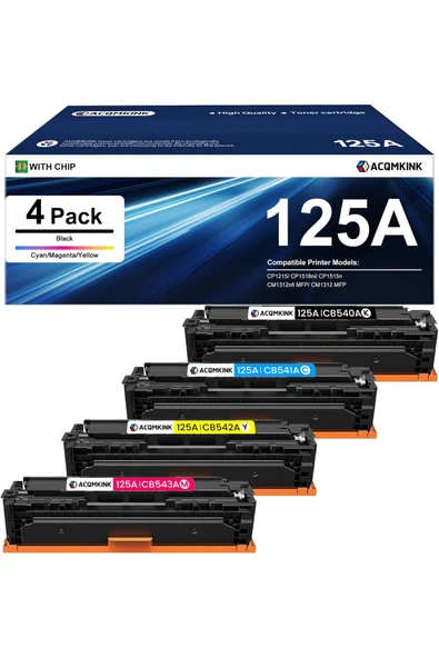 HP 125A CB540A CB541A CB542A CB543A Color CP1215 CP1518ni; MFP CM1312nfi *YA-DE TONER* ürün görseli 1