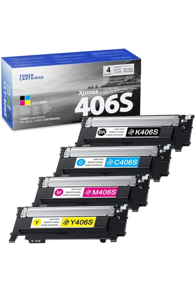 Samsung CLT-406 MUADİL CLT406 CLP360/365 C410W C460W C460FW (BK, Cyan, Mag, Yell,) * GÖRSEL TEMSİLİDİR* ürün görseli 1