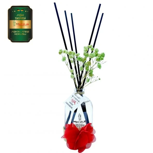 Aşk-ı Sermest Toptan Meczub Aşk Serisi Aşkın Ateşi Kokulu 10 x 100 ml Oval Şişe Bambu Çubuklu Ortam Kokusu Reed Diffuser Oda Kokusu ürün görseli 1