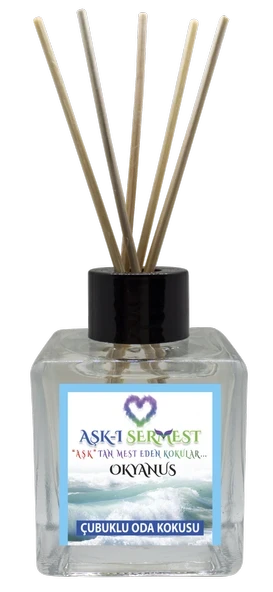 Aşk-ı Sermest Toptan Okyanus Aromalı Bambu Çubuklu Oda Kokusu Reed Diffuser Ortam Kokusu Parfüm, Küp Şişe, 120 mL, 5 Adet ürün görseli 1
