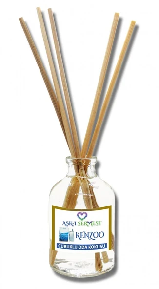 Aşk-ı Sermest Toptan Kenzoo Çiçek Aromalı Bambu Çubuklu Oda Kokusu Reed Diffuser Ortam Kokusu Parfüm, Oval Şişe, 100 mL, 3 Adet ürün görseli 1