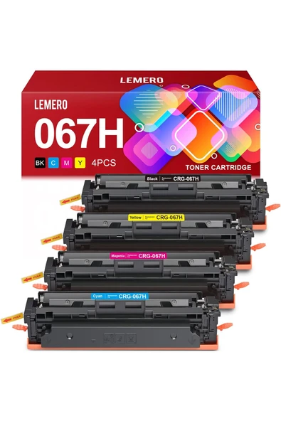 Canon CRG067H MF656Cdw MF654Cdw MF653Cdw LBP632Cdw Printer, Black Cyan Yellow Magenta 4-Pack of 067h Toner ürün görseli 1