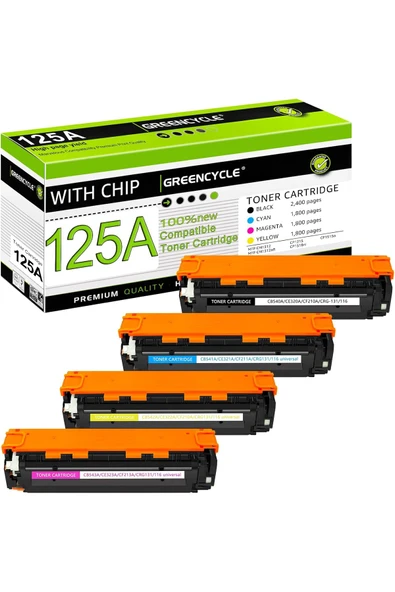 HP 125A CB540A CB541A CB542A CB543A CM1312 MFP CP1215 CP1515n CP1518ni Black Cyan Yellow Magenta ürün görseli 1