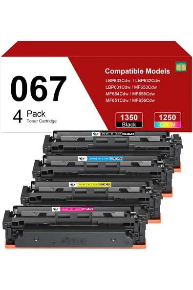 Canon 067 Toner Mf654cdw Mf656cdw Mf653cdw Lbp633cdw Lbp632cdw (BLACK,CYAN,YELLOW,MAGENTA,4 PACK) ürün görseli 1