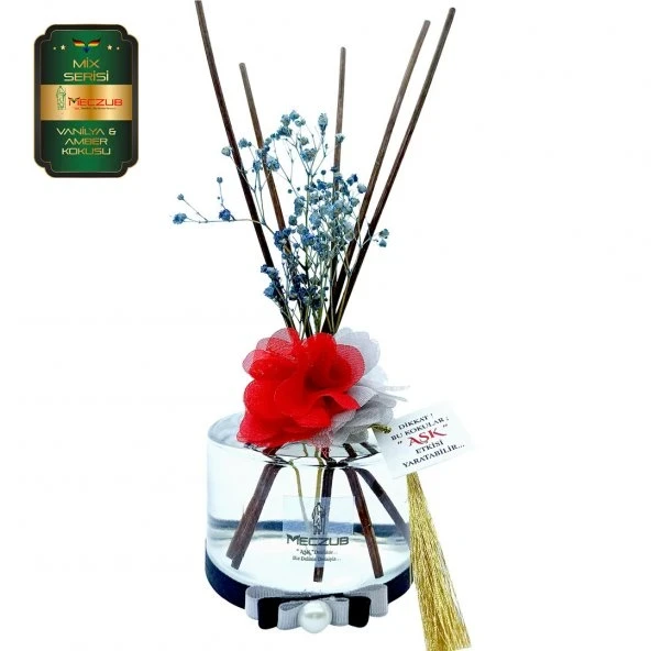 Aşk-ı Sermest Toptan Meczub Mix Serisi Vanilya & Amber Kokulu 3 x 200 ml Silindir Şişe Bambu Çubuklu Ortam Kokusu Reed Diffuser Oda Kokusu ürün görseli 1