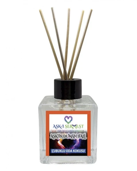 Aşk-ı Sermest Toptan Aşk'ın Duman Hali Çiçek Aromalı Bambu Çubuk Oda Kokusu Parfüm,  Küp Şişe, 60 mL, 5 Ad ürün görseli 1