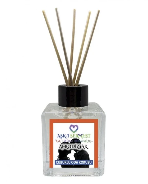 Aşk-ı Sermest Toptan Afrodiziyak Etkili Çiçek Aromalı Bambu Çubuk Oda Kokusu Parfüm, Küp Şişe, 120 mL,10 Ad ürün görseli 1