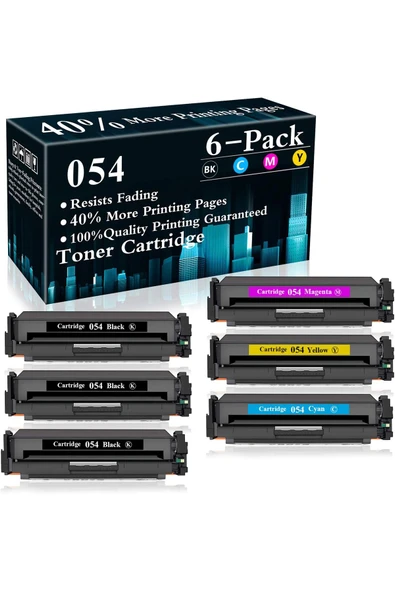 Canon CRG-054LBP621Cw LBP622Cdw LBP623Cdw644Cdw MF644Cdw F643 MF645Cx (BK 3ADET CMY 1 ER SET  6PCS) ürün görseli 1