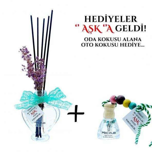 Aşk-ı Sermest Toptan Meczub Aşk Serisi Aşk Bahçeleri Kokulu 10 x 60 ml Kalp Şişe Bambu Çubuklu Ortam Kokusu Reed Diffuser Oda Kokusu ürün görseli 1